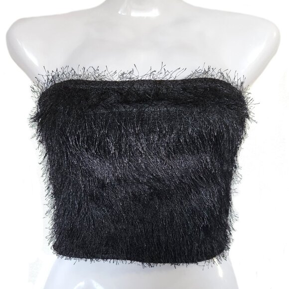 LIKE NEW Shaggy Bandeau Crop Top - Picture 1 of 4